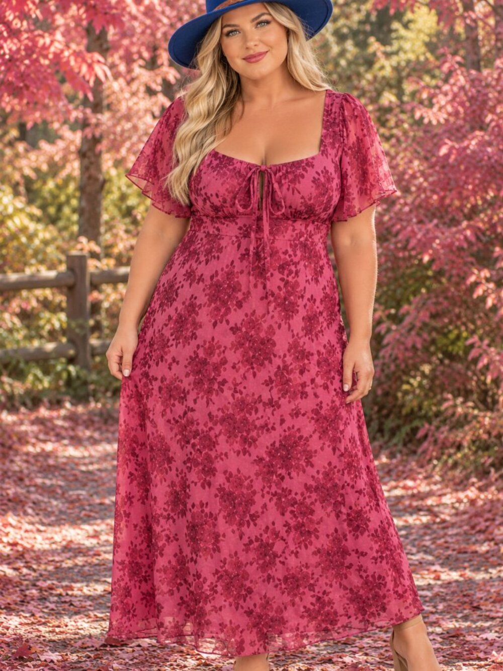 Torrid pink maxi dress with flutter sleeves
